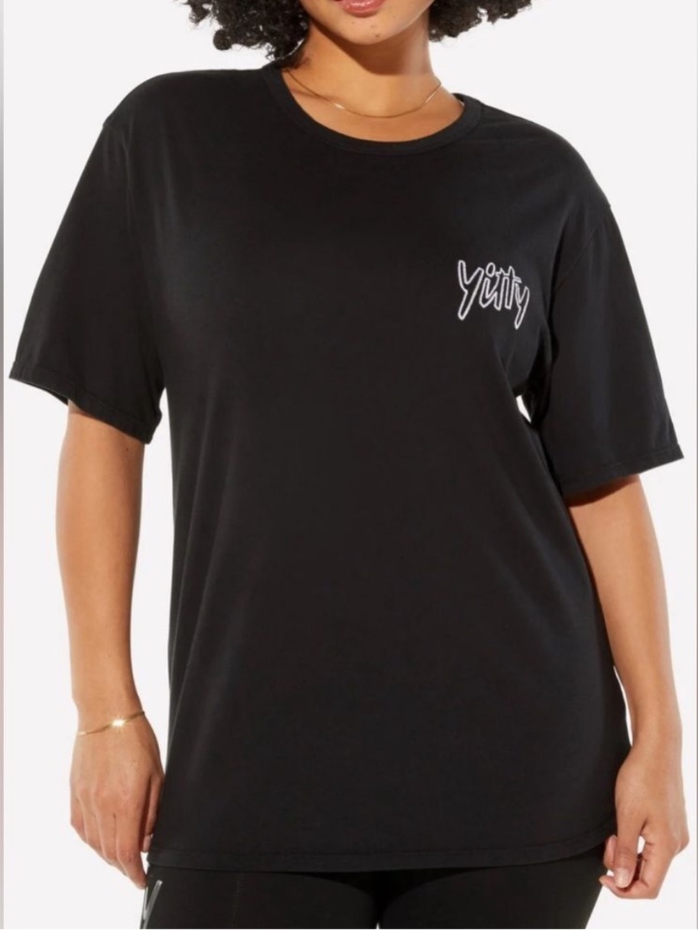 Yitty 100% organic cotton short sleeve black t shirt active lounge casual XL